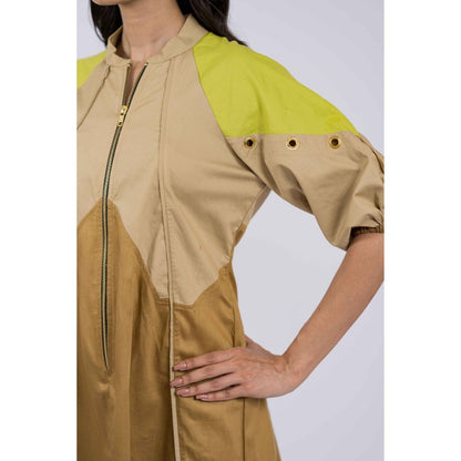 The Dramebaaz Company Brown Petunia Panel Dress