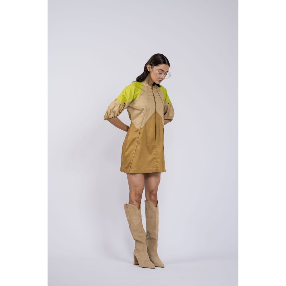 The Dramebaaz Company Brown Petunia Panel Dress