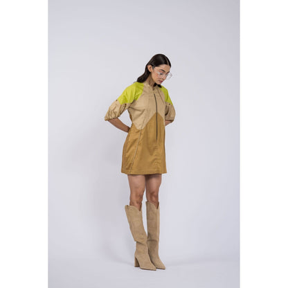 The Dramebaaz Company Brown Petunia Panel Dress