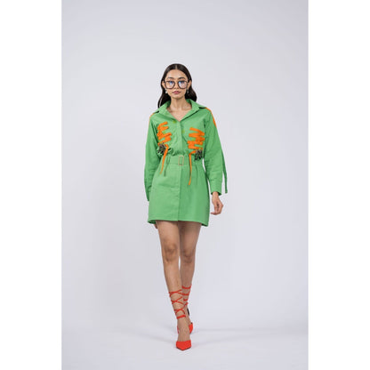 The Dramebaaz Company April Green Shirt Dress with Belt (Set of 2)