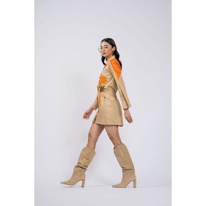 The Dramebaaz Company April Beige Shirt Dress with Belt (Set of 2)