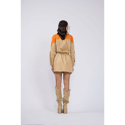 The Dramebaaz Company April Beige Shirt Dress with Belt (Set of 2)
