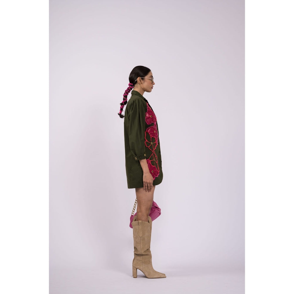 The Dramebaaz Company Petal Cascade Blazer Dress