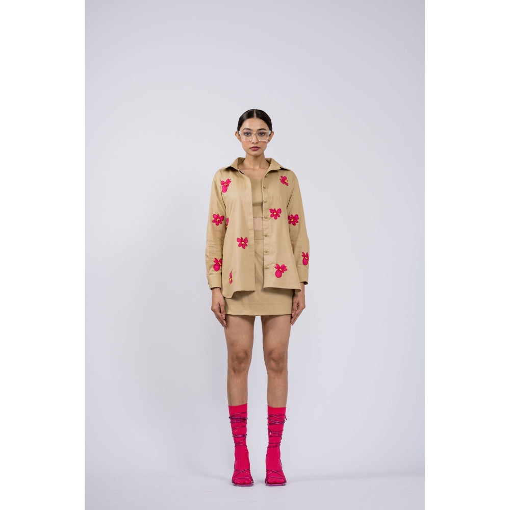 The Dramebaaz Company Roseate Embroidered Skirt Set (Set of 3)