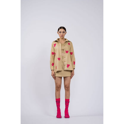 The Dramebaaz Company Roseate Embroidered Skirt Set (Set of 3)