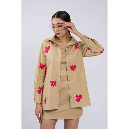 The Dramebaaz Company Roseate Embroidered Skirt Set (Set of 3)