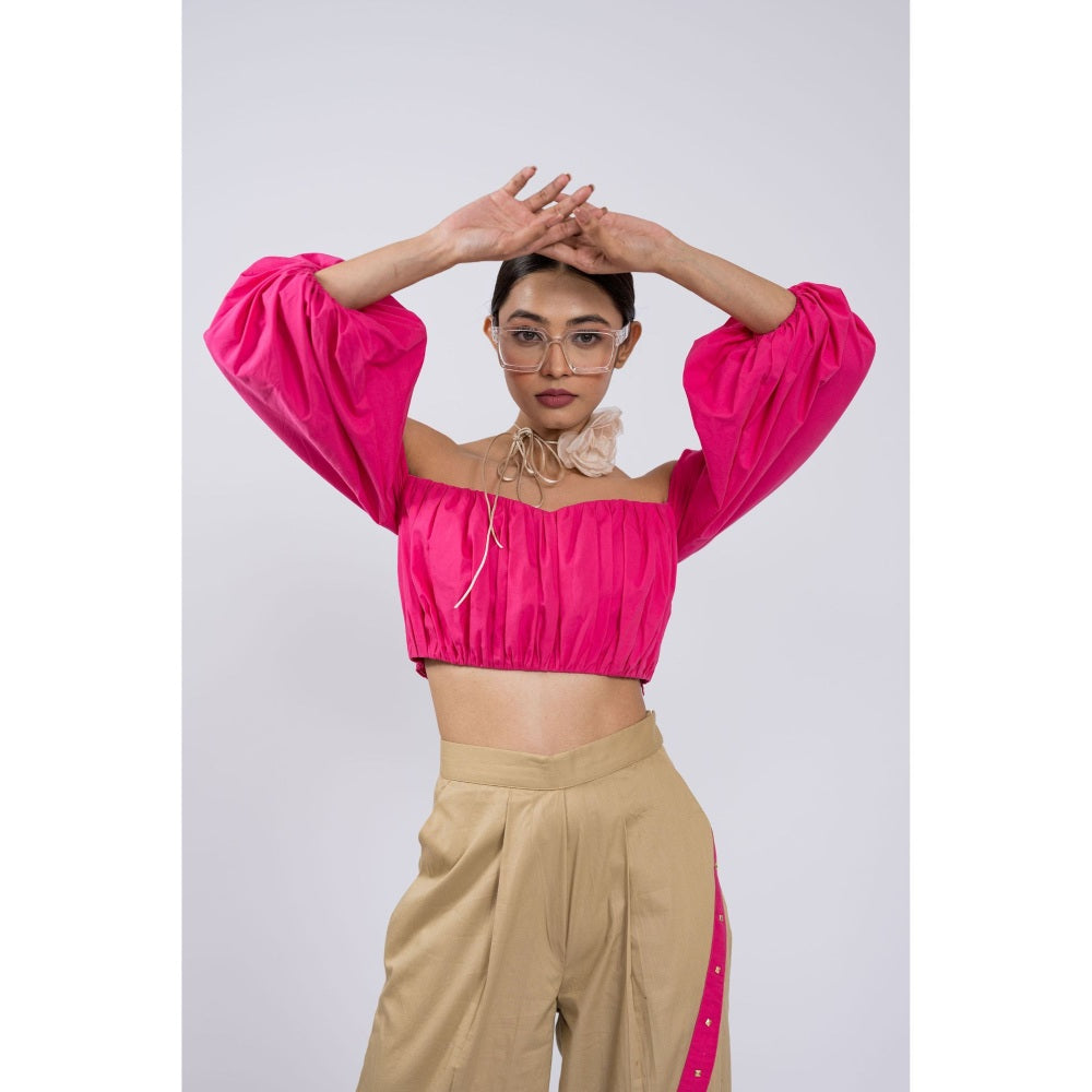 The Dramebaaz Company Poppy Off Shoulder Crop Top with Pant (Set of 2)