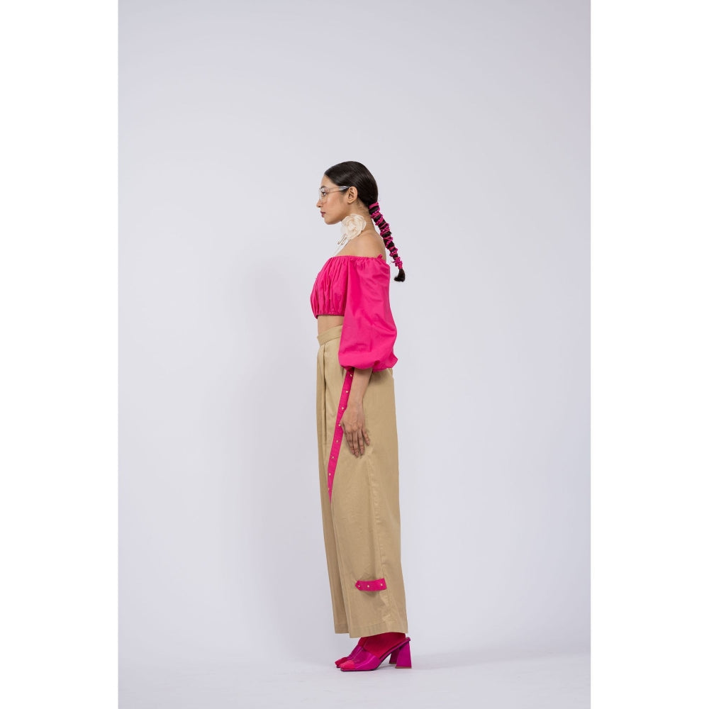 The Dramebaaz Company Poppy Off Shoulder Crop Top with Pant (Set of 2)