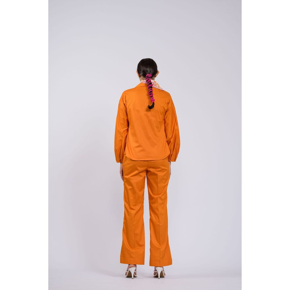 The Dramebaaz Company Tangerine Vintage Garden Floral Co-Ord (Set of 2)