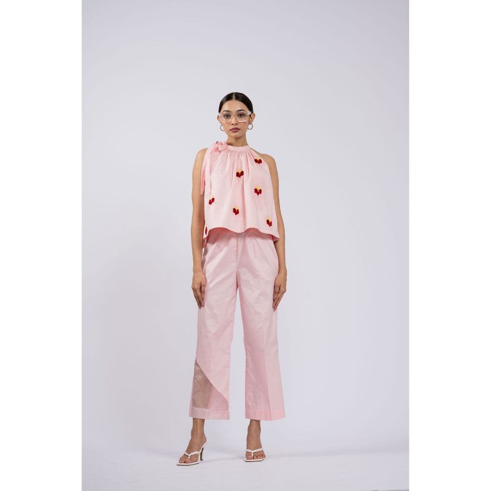The Dramebaaz Company Upon Her Blush Halter Co-Ord (Set of 2)