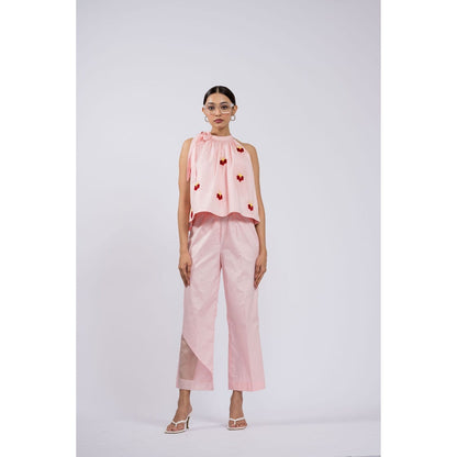 The Dramebaaz Company Upon Her Blush Halter Co-Ord (Set of 2)