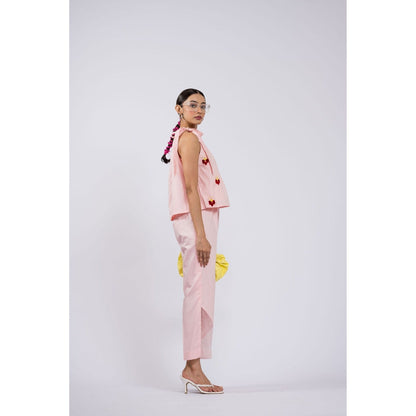 The Dramebaaz Company Upon Her Blush Halter Co-Ord (Set of 2)