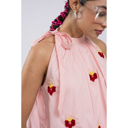 The Dramebaaz Company Upon Her Blush Halter Co-Ord (Set of 2)