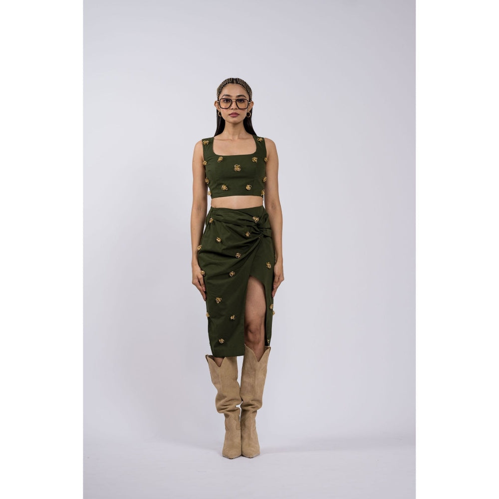 The Dramebaaz Company Olva Drape Skirt with Crop Top (Set of 2)