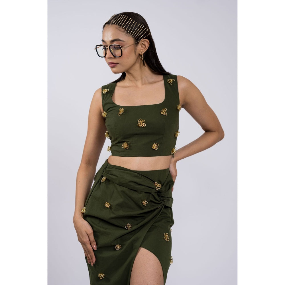 The Dramebaaz Company Olva Drape Skirt with Crop Top (Set of 2)