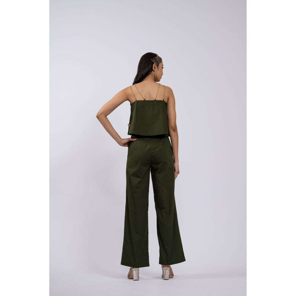 The Dramebaaz Company Green Olva Embellished Co-Ord (Set of 2)