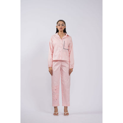 The Dramebaaz Company Blush Maiden Embroidered Co-Ord (Set of 2)