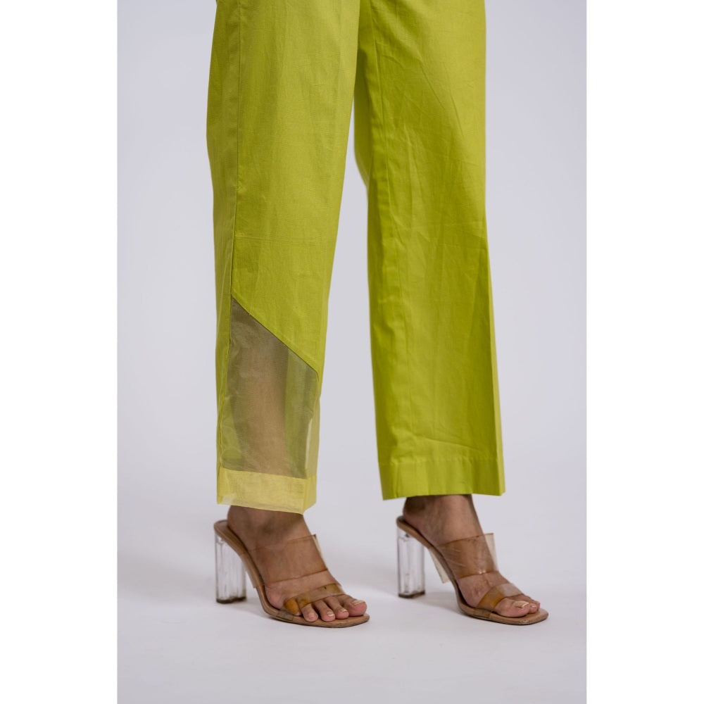 The Dramebaaz Company Chartruse Halter Neck Co-Ord (Set of 2)