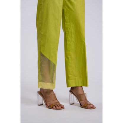 The Dramebaaz Company Chartruse Halter Neck Co-Ord (Set of 2)