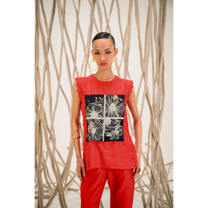 The Dramebaaz Company Red Scarlet Printed Top