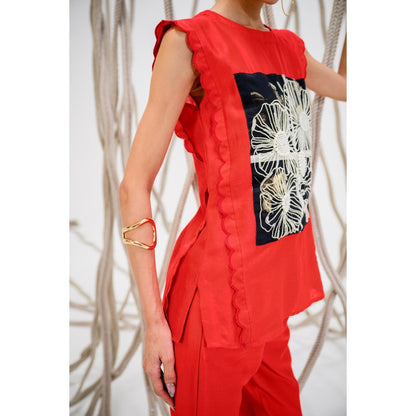 The Dramebaaz Company Red Scarlet Printed Top