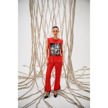 The Dramebaaz Company Red Scarlet Printed Top and Pant (Set of 2)