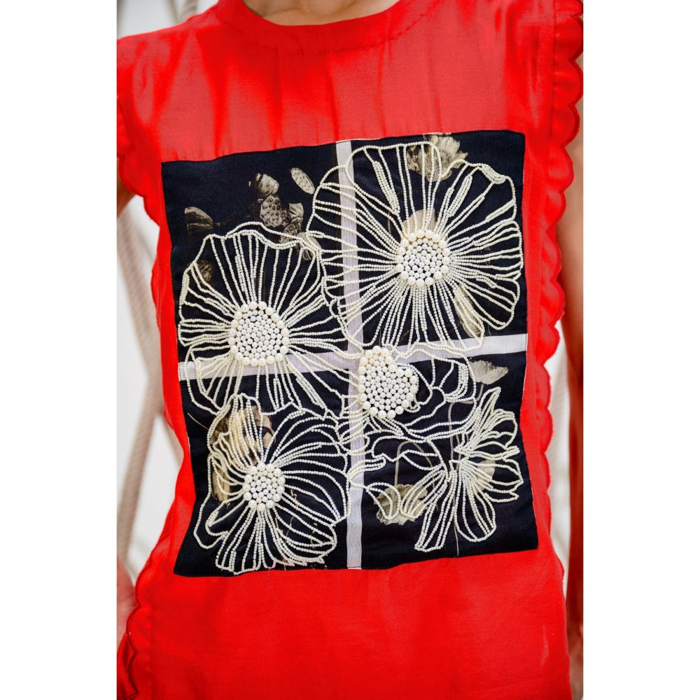 The Dramebaaz Company Red Scarlet Printed Top and Pant (Set of 2)