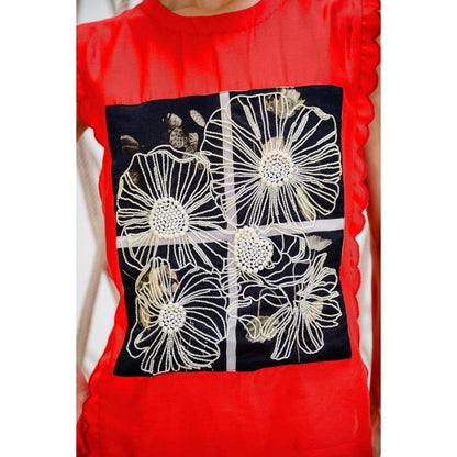 The Dramebaaz Company Red Scarlet Printed Top and Pant (Set of 2)