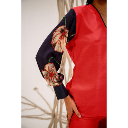 The Dramebaaz Company Red Eclipse Printed Shirt