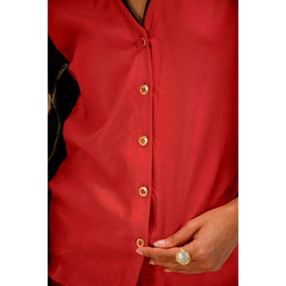The Dramebaaz Company Red Eclipse Printed Shirt