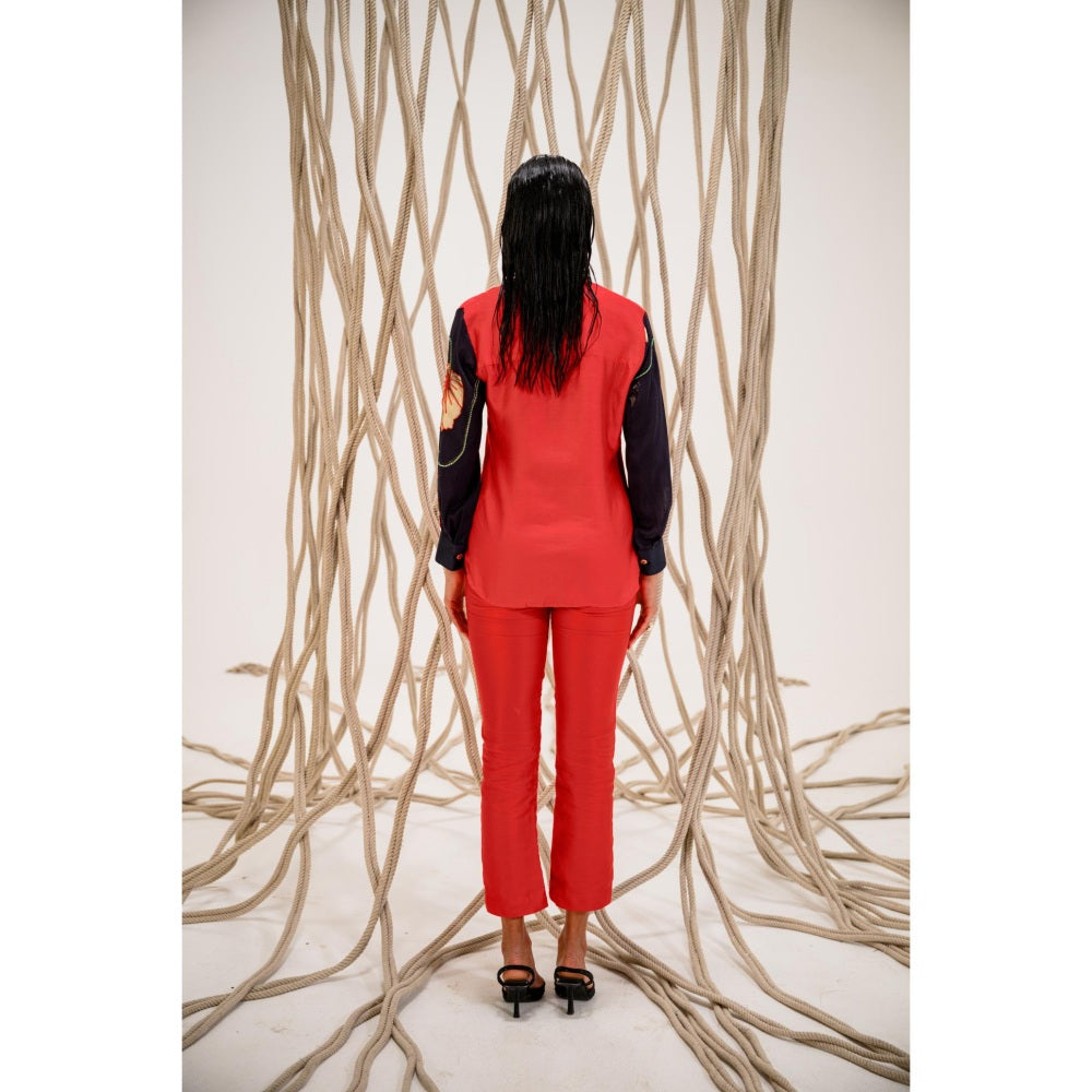 The Dramebaaz Company Red Eclipse Printed Shirt