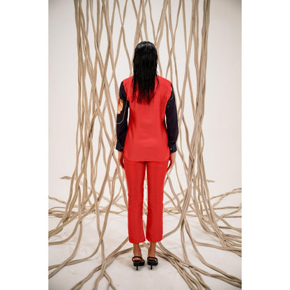 The Dramebaaz Company Red Eclipse Printed Shirt