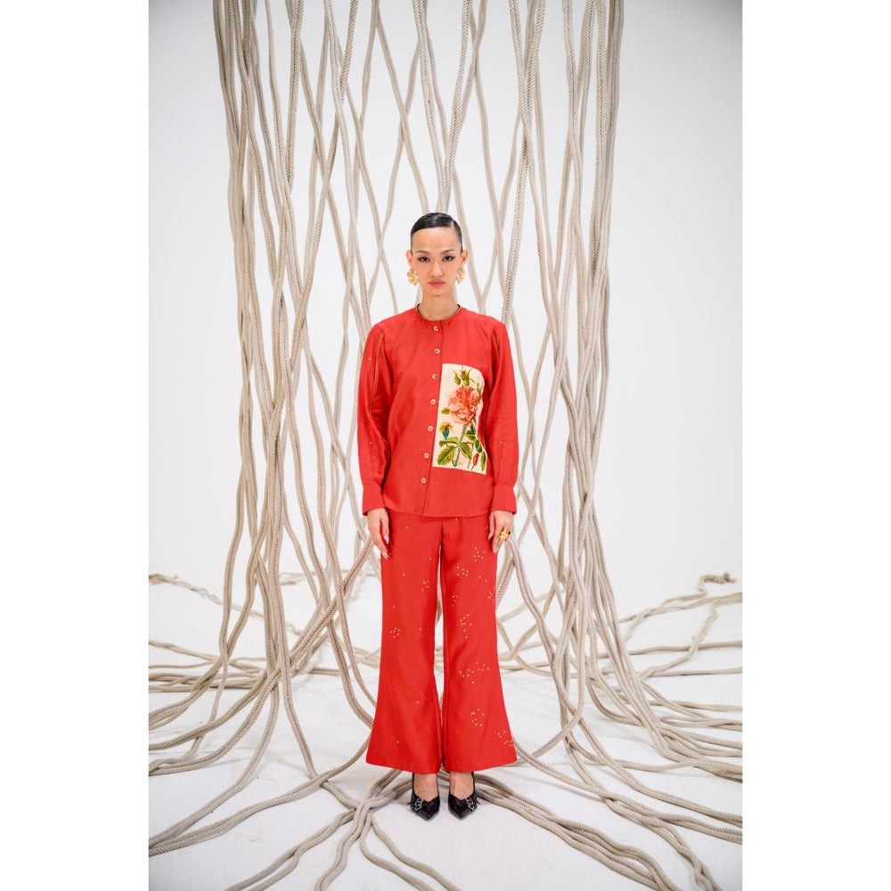 The Dramebaaz Company Red Roselle Printed Shirt