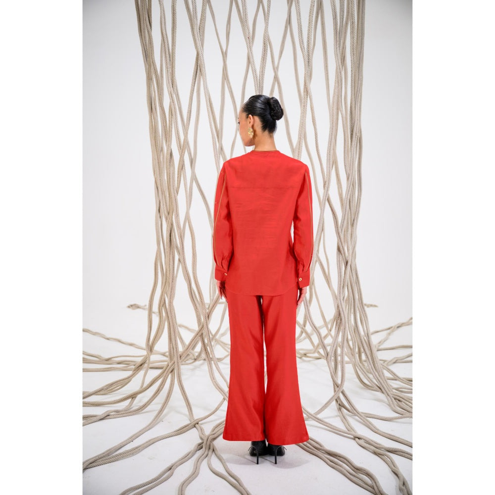 The Dramebaaz Company Red Roselle Printed Shirt