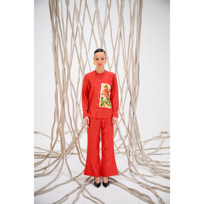 The Dramebaaz Company Red Roselle Pant