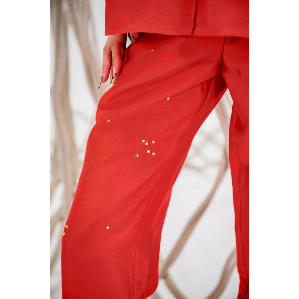 The Dramebaaz Company Red Roselle Pant