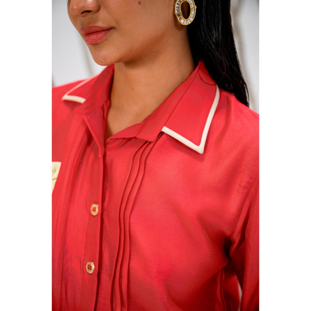 The Dramebaaz Company Red Edenia Printed Shirt