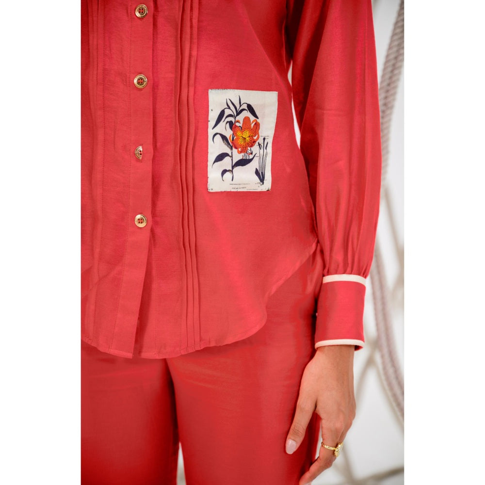The Dramebaaz Company Red Edenia Printed Shirt