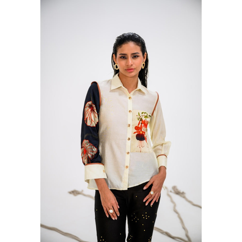 The Dramebaaz Company Ivory Tulip Embellished Shirt