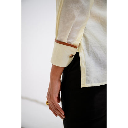 The Dramebaaz Company Ivory Tulip Embellished Shirt