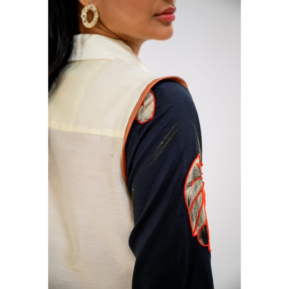 The Dramebaaz Company Ivory Tulip Embellished Shirt