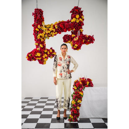 The Dramebaaz Company Ivory Amour Embellished Shirt