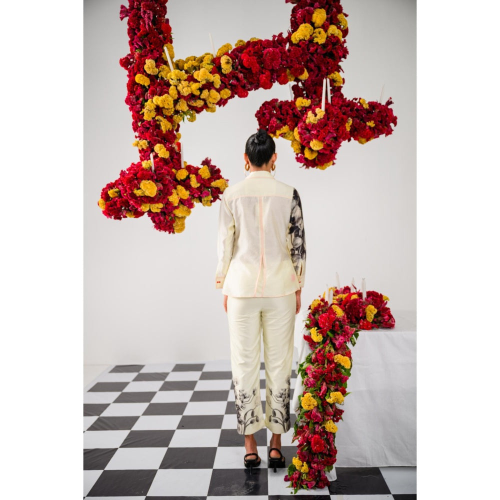 The Dramebaaz Company Ivory Amour Embellished Shirt