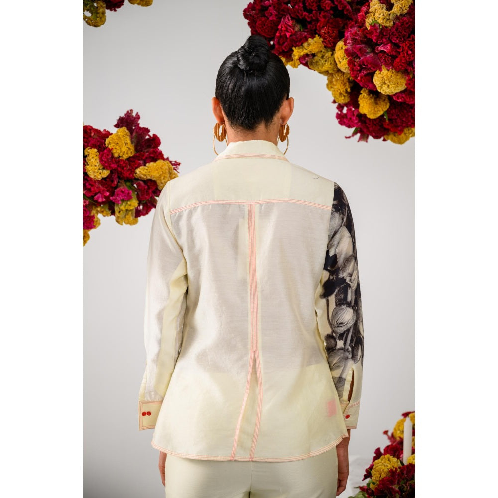 The Dramebaaz Company Ivory Amour Embellished Shirt