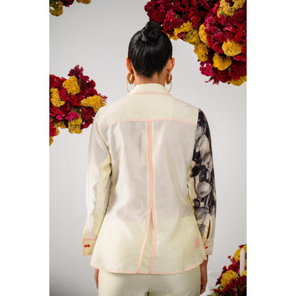 The Dramebaaz Company Ivory Amour Embellished Shirt