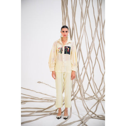 The Dramebaaz Company Ivory Pop Embellished Shirt