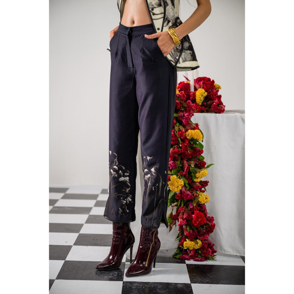 The Dramebaaz Company Ivory Whisper Floral Print Waistcoat and Pant (Set of 2)