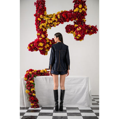 The Dramebaaz Company Heirloom Petals Embellished Shirt and Shorts (Set of 2)