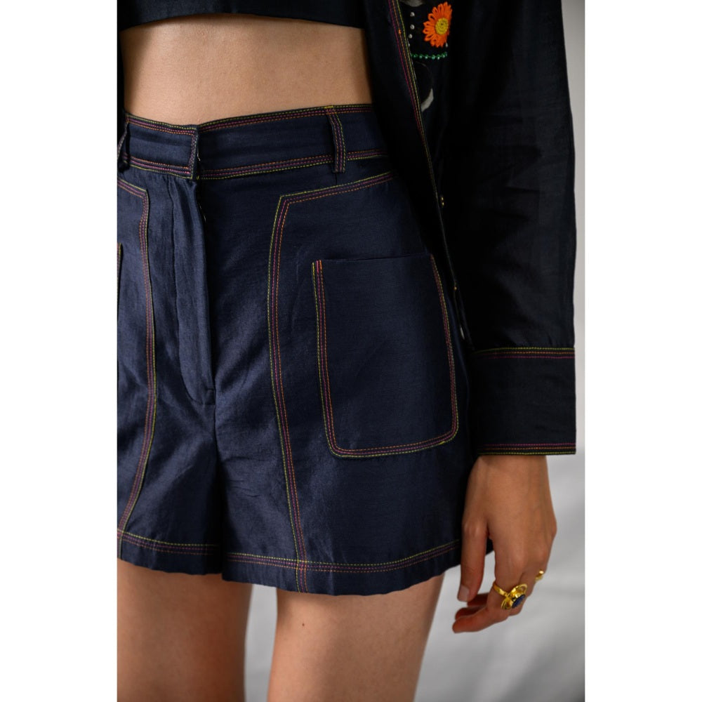 The Dramebaaz Company Heirloom Petals Embellished Shirt and Shorts (Set of 2)