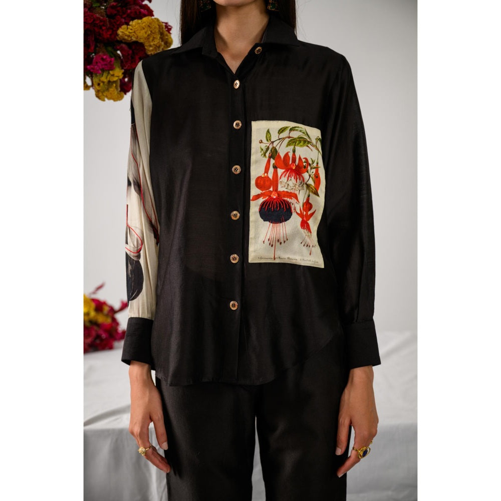 The Dramebaaz Company Black Grace Embellished Shirt